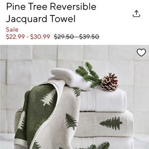 Pottery Barn Reversible Pine Tree Jacquard Towel